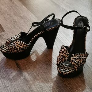 Coach platform peep toe heels